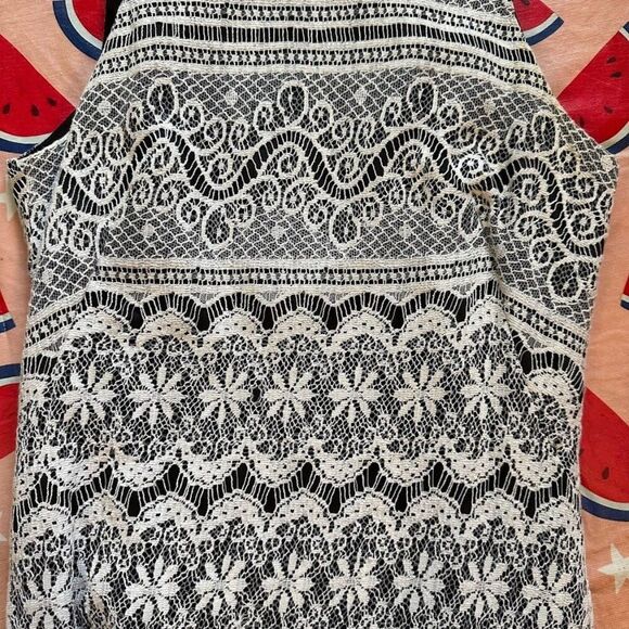 Sara Campbell Sz 6 Sleeveless Cocktail Dress Black & White Lace | High Neck - Picture 13 of 13